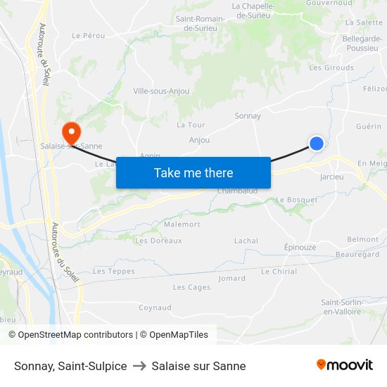 Sonnay, Saint-Sulpice to Salaise sur Sanne map