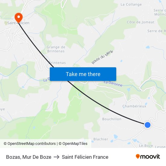 Bozas, Mur De Boze to Saint Félicien France map