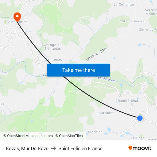 Bozas, Mur De Boze to Saint Félicien France map