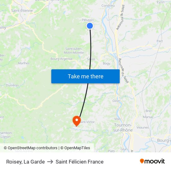 Roisey, La Garde to Saint Félicien France map