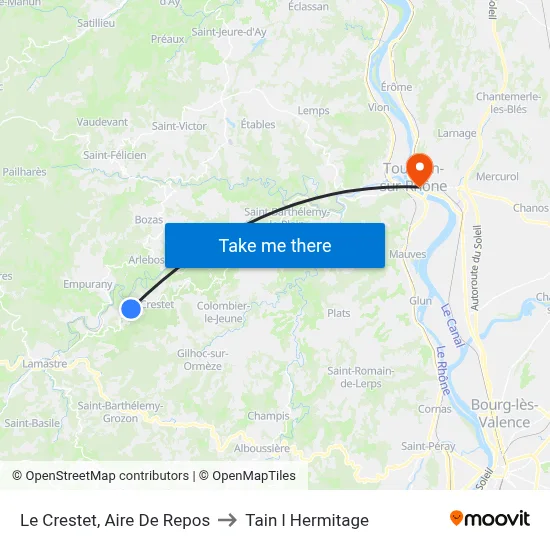 Le Crestet, Aire De Repos to Tain l Hermitage map