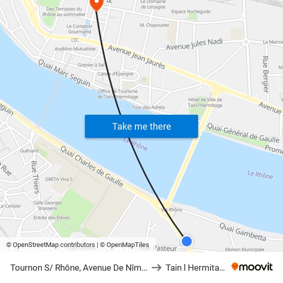 Tournon S/ Rhône, Avenue De Nîmes to Tain l Hermitage map