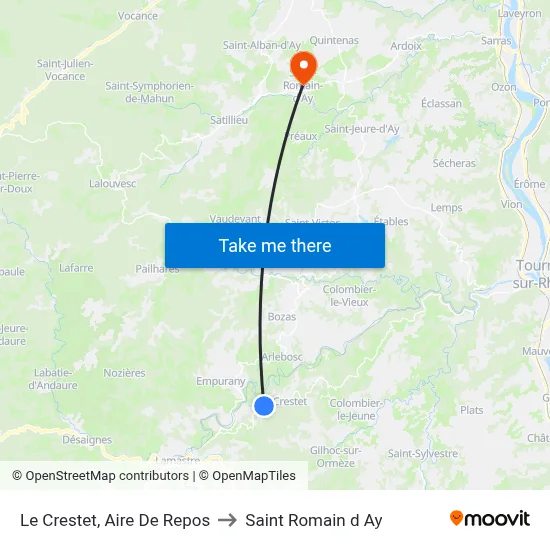 Le Crestet, Aire De Repos to Saint Romain d Ay map