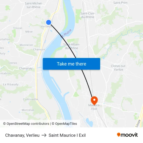 Chavanay, Verlieu to Saint Maurice l Exil map