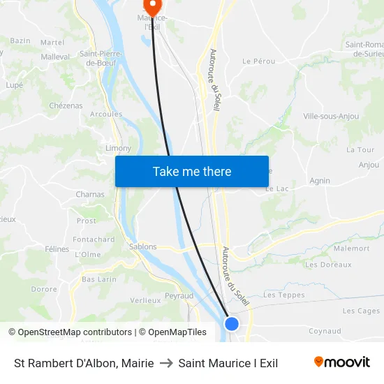 St Rambert D'Albon, Mairie to Saint Maurice l Exil map