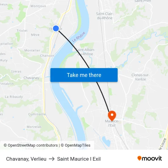 Chavanay, Verlieu to Saint Maurice l Exil map