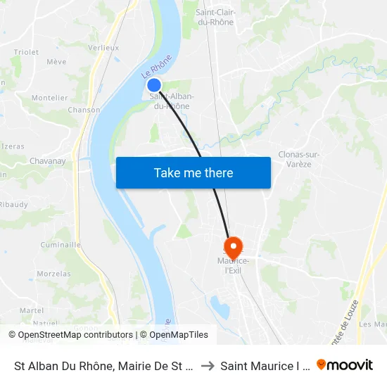 St Alban Du Rhône, Mairie De St Alban to Saint Maurice l Exil map