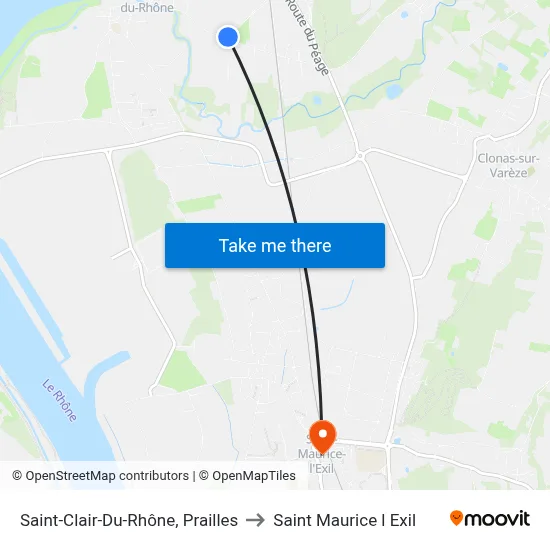 Saint-Clair-Du-Rhône, Prailles to Saint Maurice l Exil map
