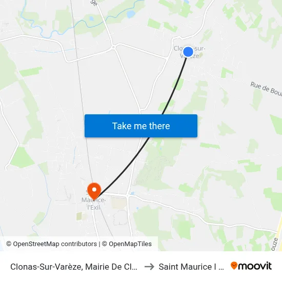 Clonas-Sur-Varèze, Mairie De Clonas to Saint Maurice l Exil map