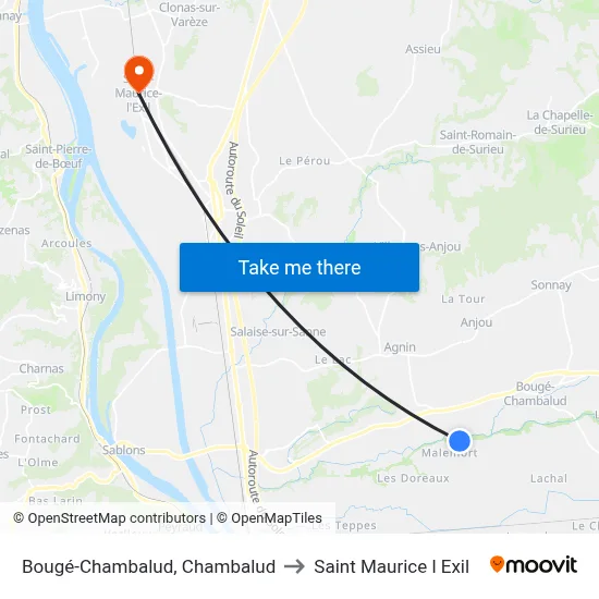 Bougé-Chambalud, Chambalud to Saint Maurice l Exil map