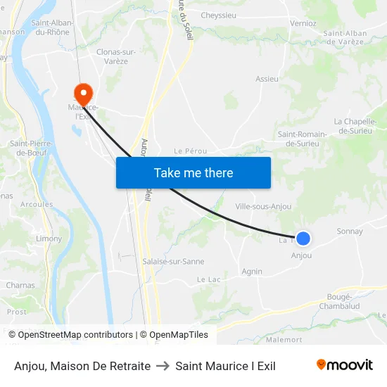 Anjou, Maison De Retraite to Saint Maurice l Exil map