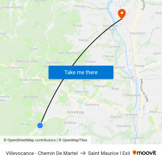 Villevocance - Chemin De Martel to Saint Maurice l Exil map