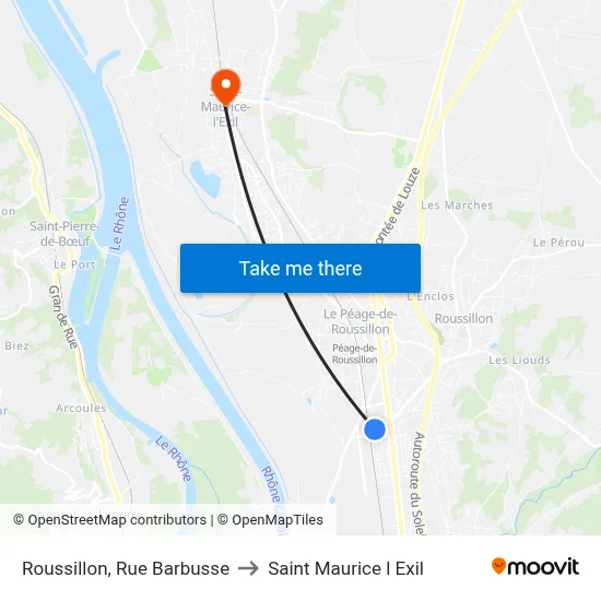 Roussillon, Rue Barbusse to Saint Maurice l Exil map