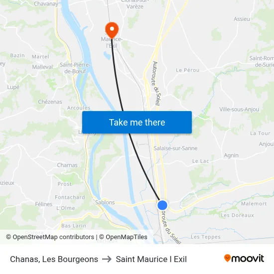 Chanas, Les Bourgeons to Saint Maurice l Exil map