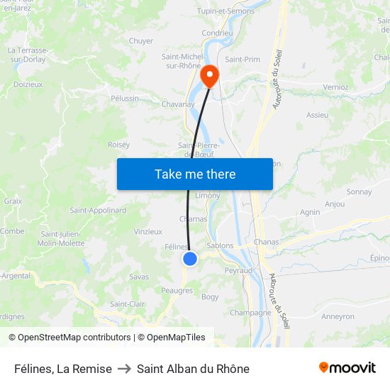 Félines, La Remise to Saint Alban du Rhône map