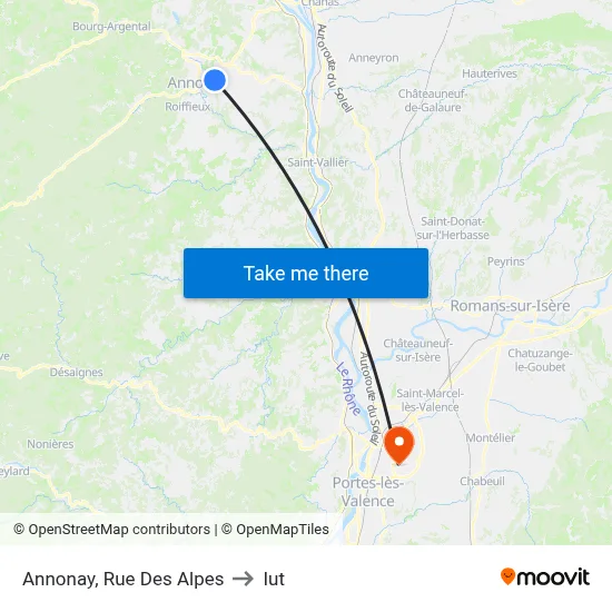 Annonay, Rue Des Alpes to Iut map