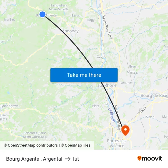 Bourg-Argental, Argental to Iut map