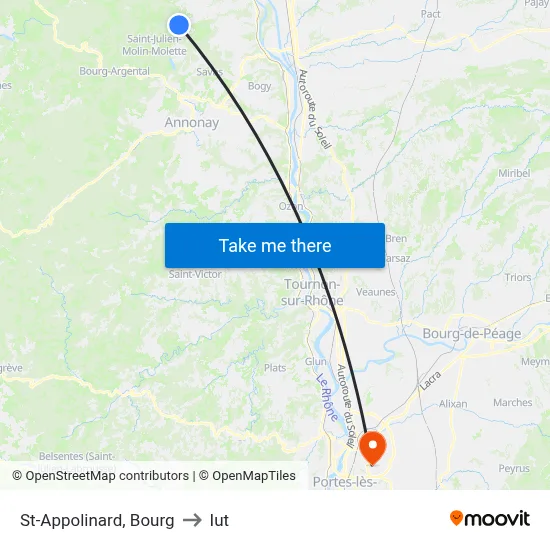 St-Appolinard, Bourg to Iut map