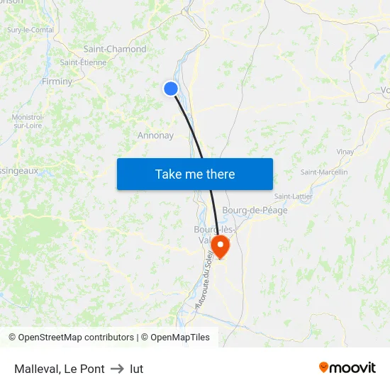 Malleval, Le Pont to Iut map