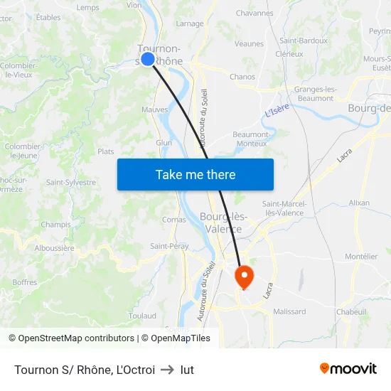 Tournon S/ Rhône, L'Octroi to Iut map