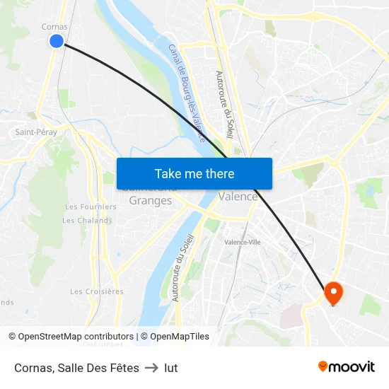 Cornas, Salle Des Fêtes to Iut map