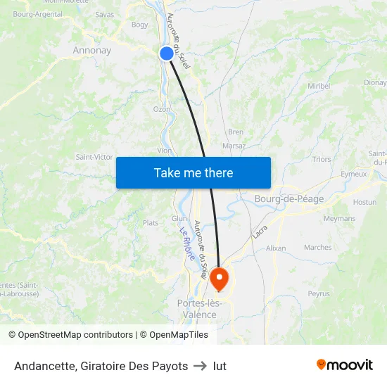 Andancette, Giratoire Des Payots to Iut map