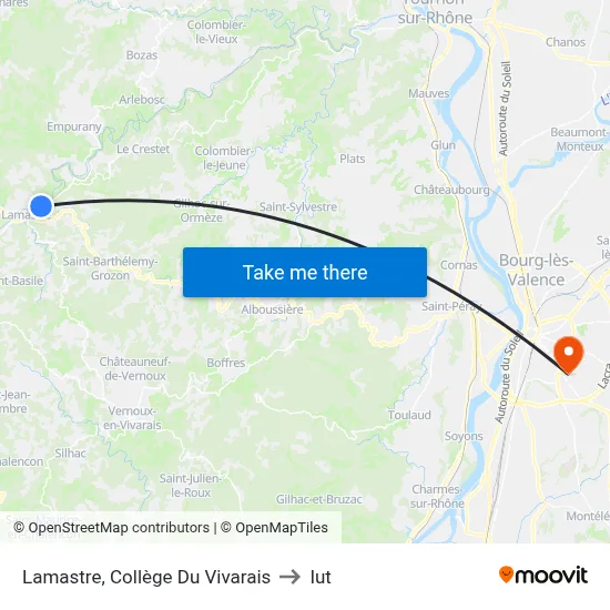 Lamastre, Collège Du Vivarais to Iut map