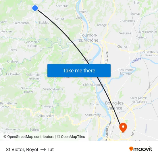 St Victor, Royol to Iut map