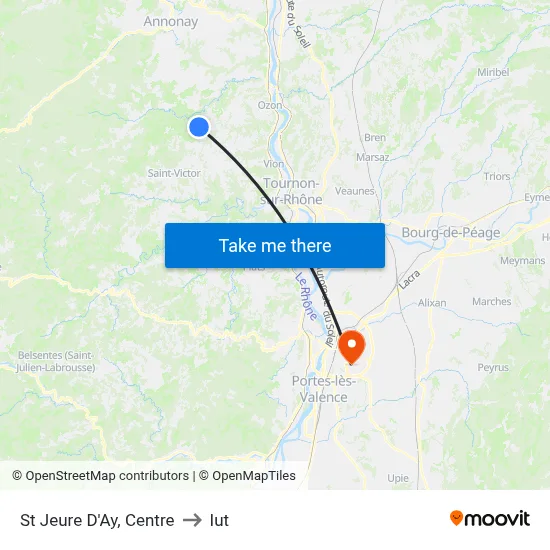 St Jeure D'Ay, Centre to Iut map
