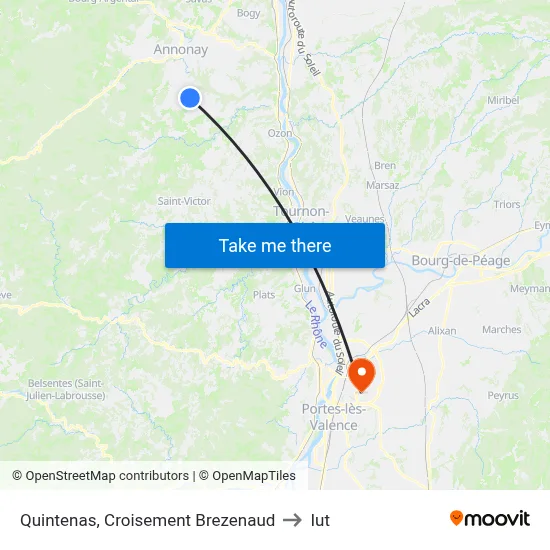 Quintenas, Croisement Brezenaud to Iut map