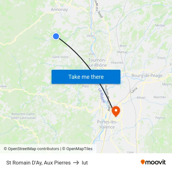 St Romain D'Ay, Aux Pierres to Iut map