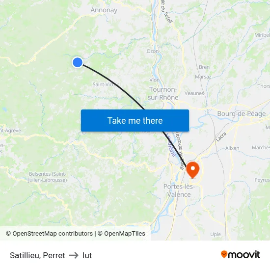 Satillieu, Perret to Iut map