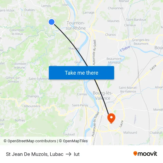 St Jean De Muzols, Lubac to Iut map