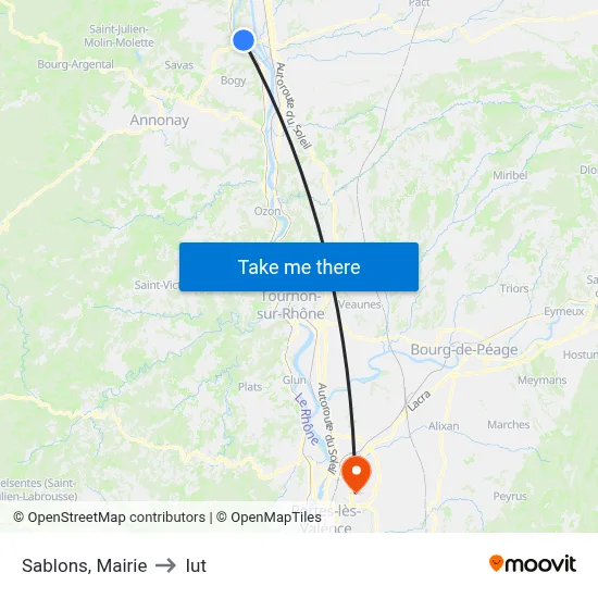 Sablons, Mairie to Iut map