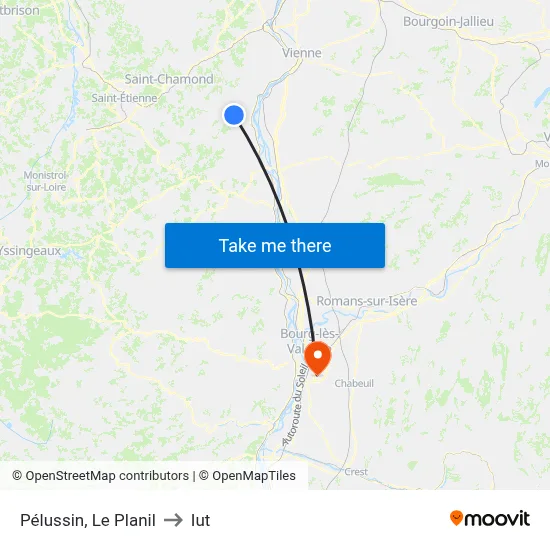 Pélussin, Le Planil to Iut map