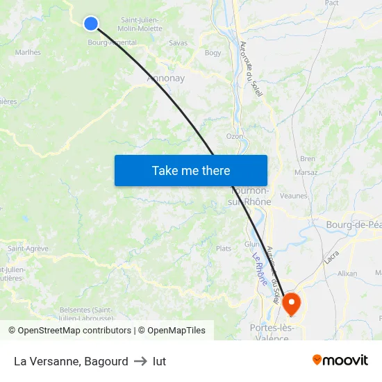 La Versanne, Bagourd to Iut map