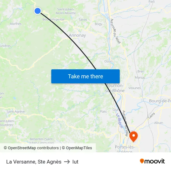 La Versanne, Ste Agnès to Iut map