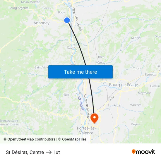 St Désirat, Centre to Iut map