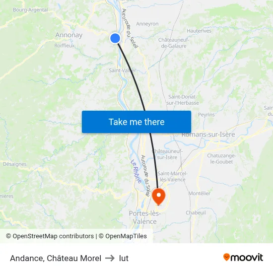 Andance, Château Morel to Iut map