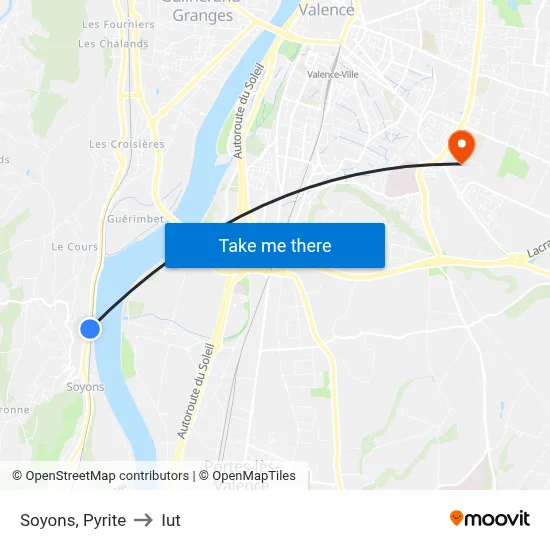 Soyons, Pyrite to Iut map