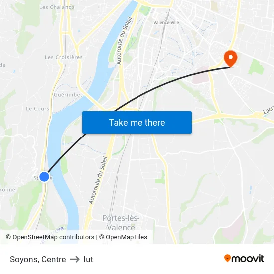 Soyons, Centre to Iut map