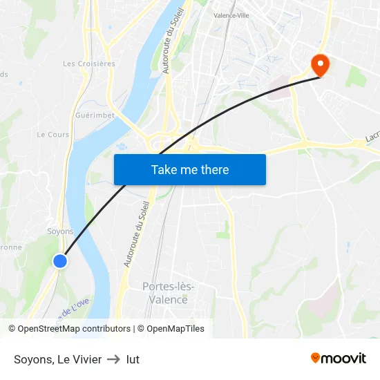 Soyons, Le Vivier to Iut map