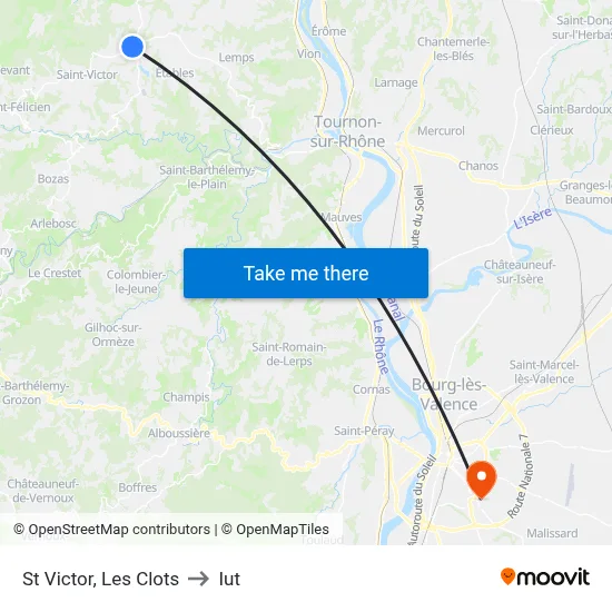 St Victor, Les Clots to Iut map