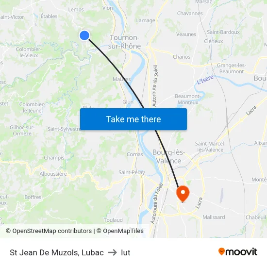 St Jean De Muzols, Lubac to Iut map