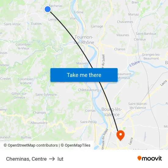 Cheminas, Centre to Iut map