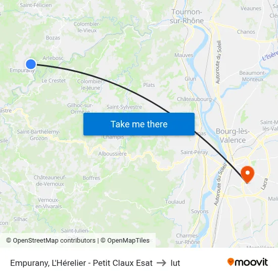 Empurany, L'Hérelier - Petit Claux Esat to Iut map