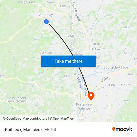 Roiffieux, Manicieux to Iut map