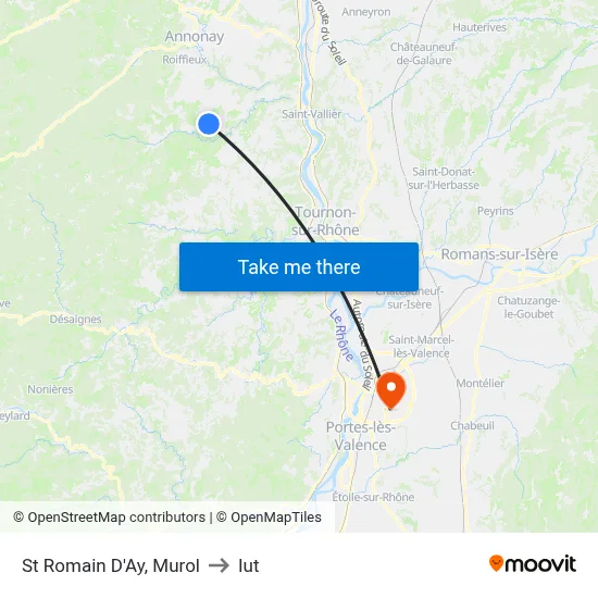 St Romain D'Ay, Murol to Iut map