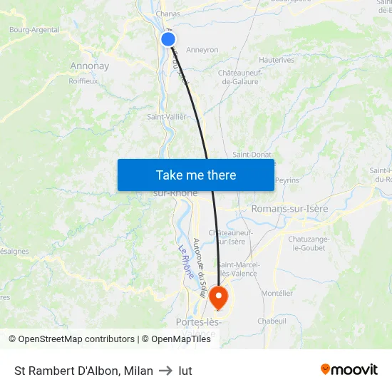St Rambert D'Albon, Milan to Iut map