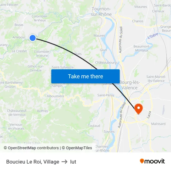 Boucieu Le Roi, Village to Iut map